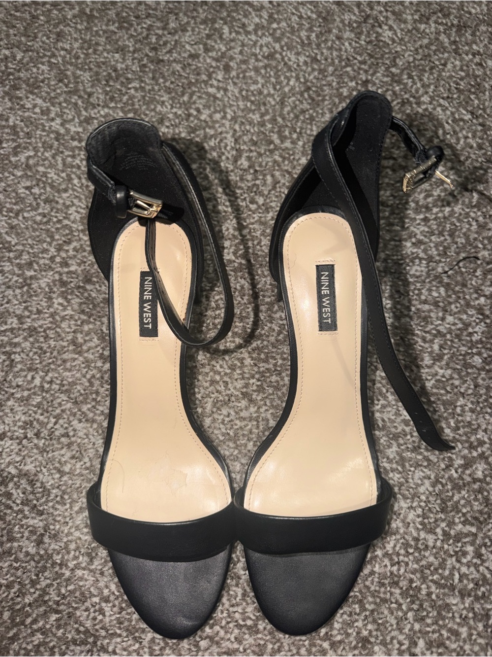 Nine West Black Open-Toe Ankle Strap Heels